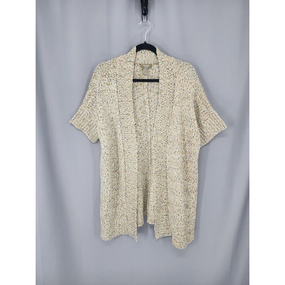 Naturals Cardigan Sweater Womens Lare Beige Knit Open Short Sleeve Coastal Boho